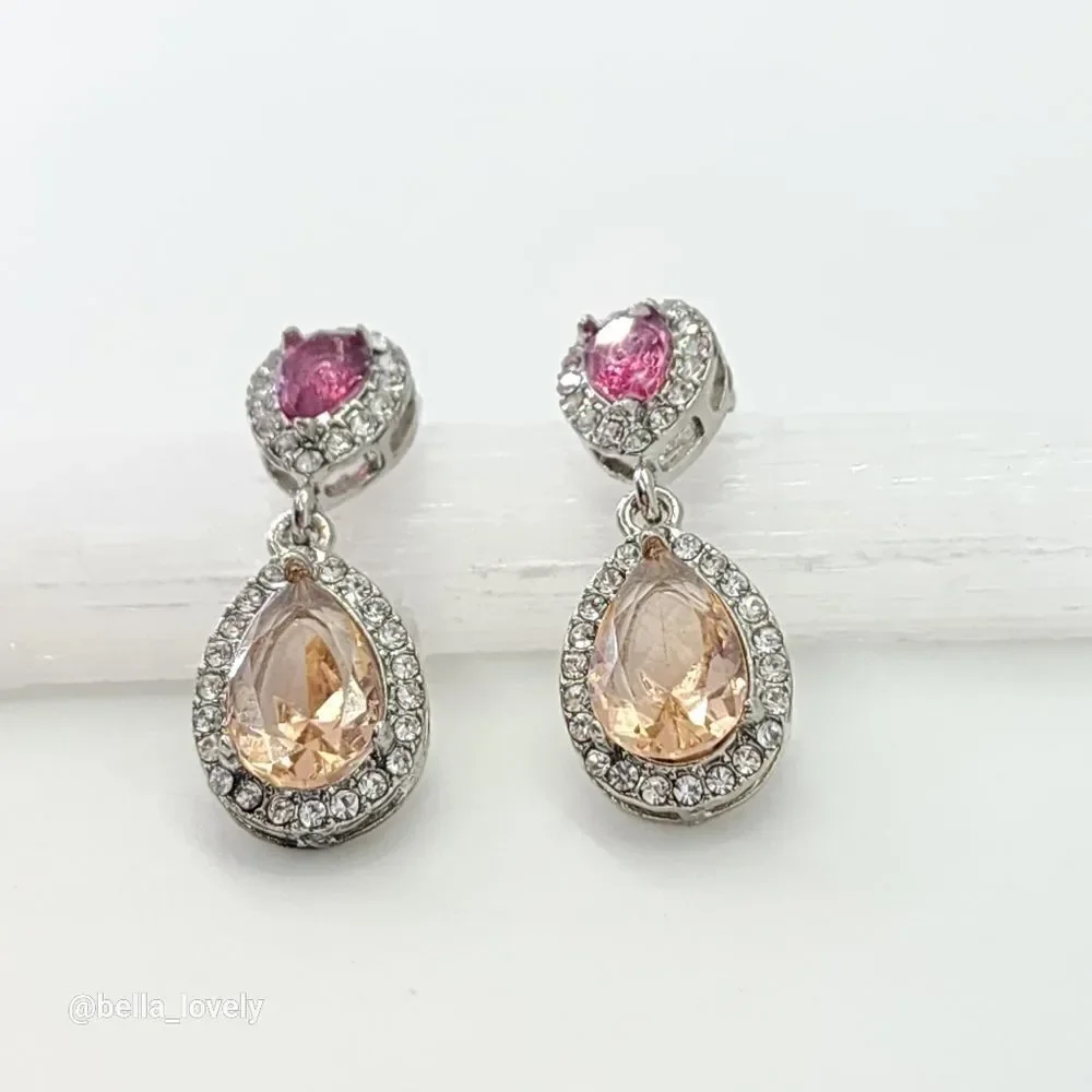Morganite Ruby Drop Dangle Stud Earrings Jewelry Gift